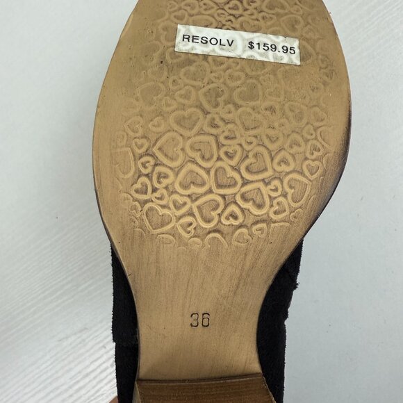 Like New Steve Madden RESOLV Black Suede Leather Ankle Boots Block Heel - Picture 10 of 12